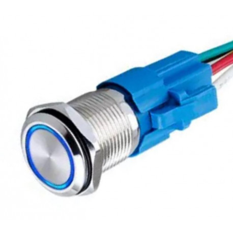 PULSADOR INOX Ø25mm 24 V IP65 (ARO AZUL)